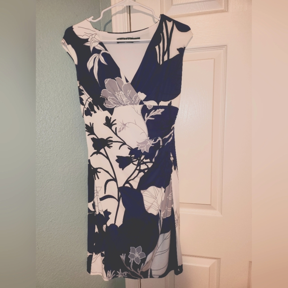 Lauren Ralph Lauren Navy and White Floral Mini Dress